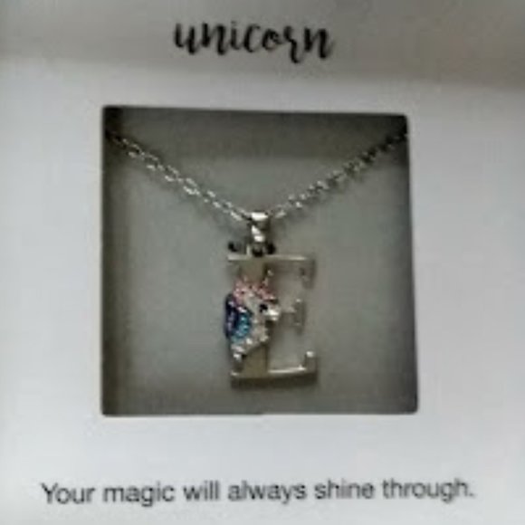Kohl's Jewelry - KOHL'S UNICORN COLORFUL CRYSTAL 'E' INITIAL PENDANT SILVER PLATED NECKLACE**NEW!